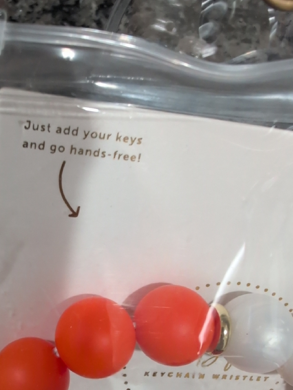 The Darling Effect Hands Free Beaded Keychain Wristlet in Orange, White & Pink - Picture 3 of 7
